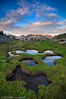 tarn, sunset, clouds, watanga